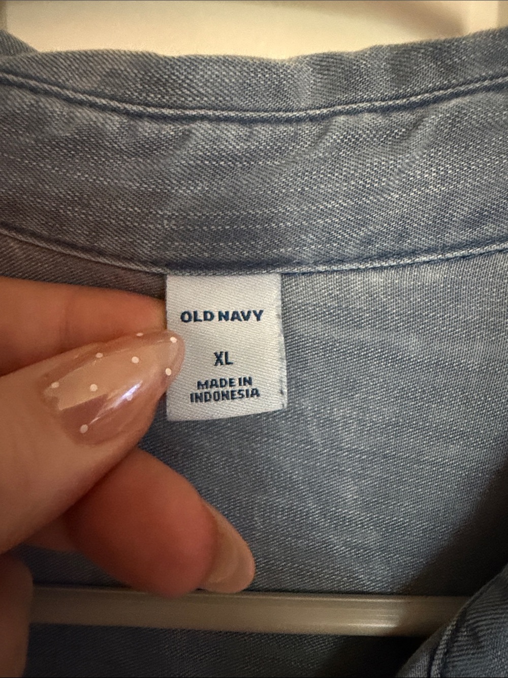 XL Old Navy Jean Colored Long Sleeve Button Down - Picture 2 of 5